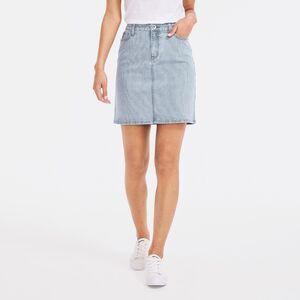Nautica Women Light Washed Pin Striped Denim Classic Mini A-line Skirt Size 27